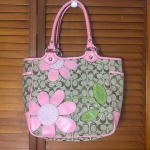 PINK Y2K Coach F14724 Limited Edition Signature Bleecker Daisy Tote Bag Purse